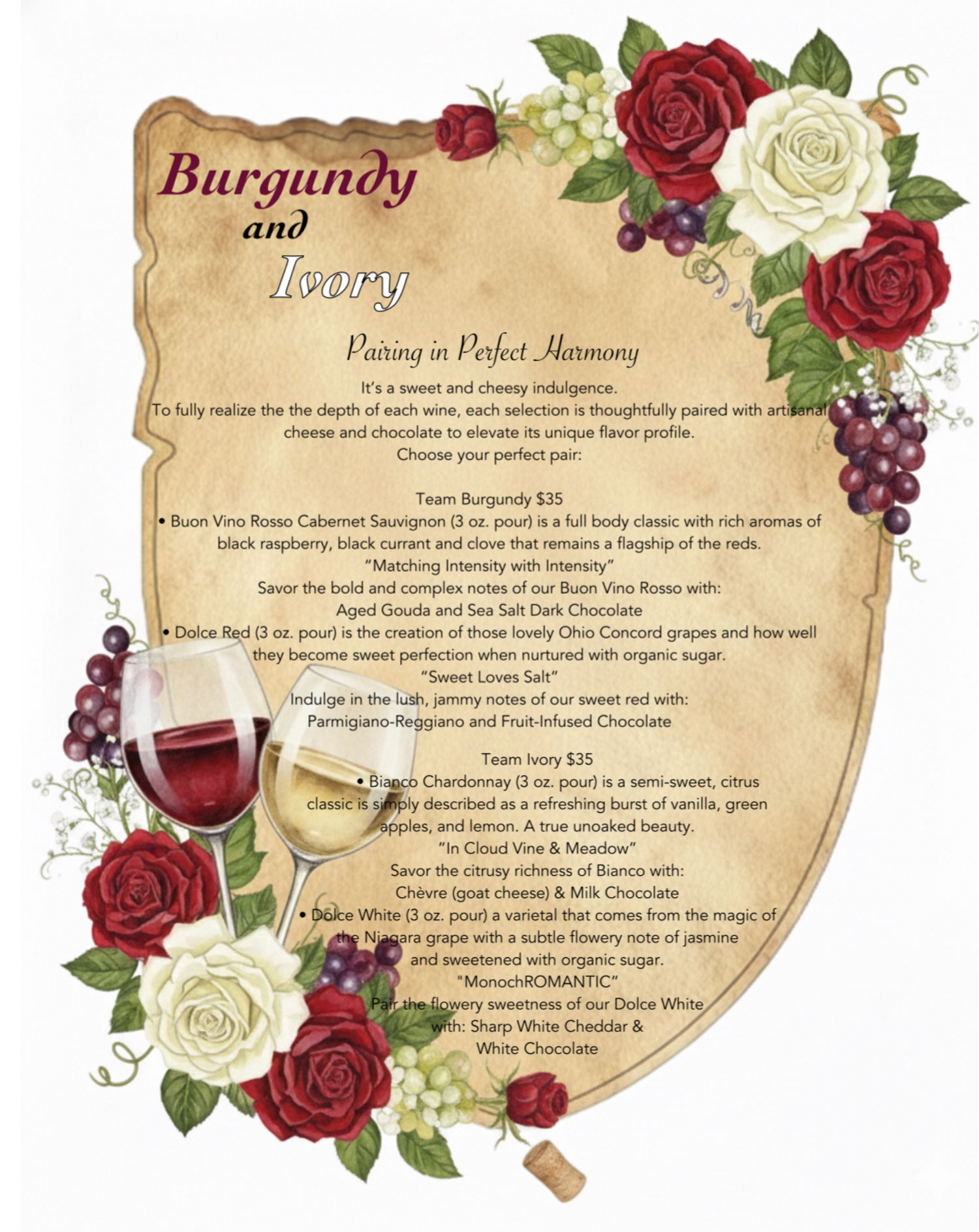 Carso Rosso's Valentine's Day Pairing Menu